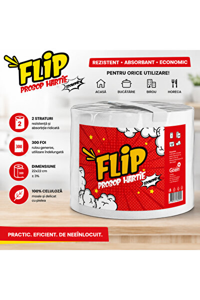 Generic Brand FLIP Χαρτί Κουζίνας, 2 Στρώσεις, 300 Φύλλα, 22x22 εκ., 100% Κυτ...