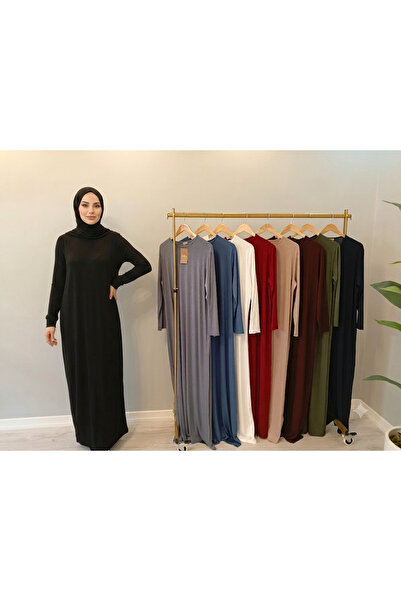 GAFURE Penye Uzun Kol Tesettür Elbise | Standart Beden | 9 Renk Seçenekli | 140 cm ‎