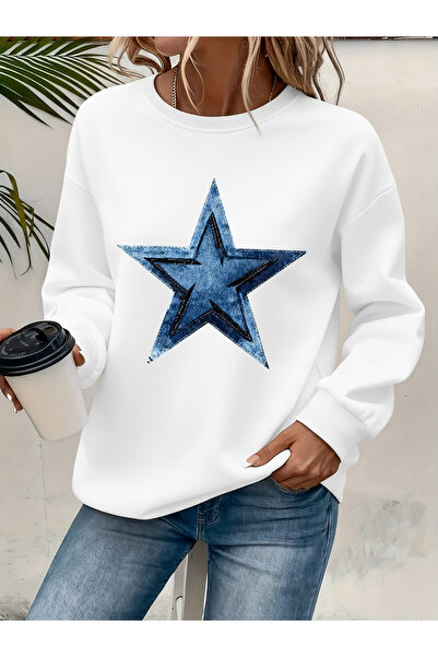 Deocept Women's Printed Crew Neck Comfortable Fit Sweatshirt