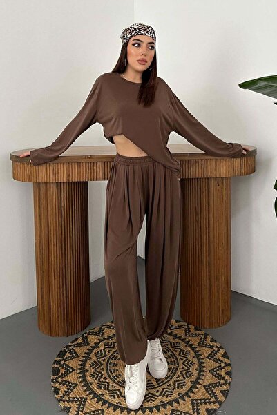 End Black Store Brown Long Sleeve Top and Bottom Set