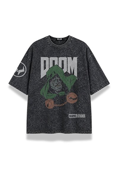 Fuddy Moda تي شيرت قابل للغسل مطبوع عليه Doctor Doom للجنسين، تي شيرت كبير ال...