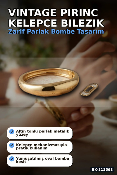 Mercansa Vintage Pirinc Bombe Model Kelepce Bracelet Color Single Piece Acces...