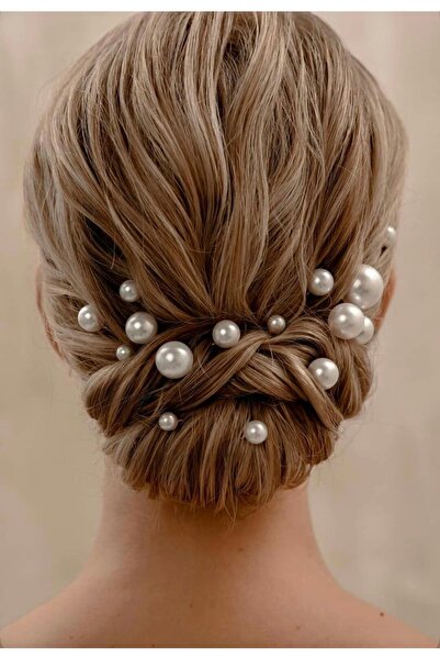 Mega Bazaar 8-Piece Needle-Inlaid Pearl Bun Ornament