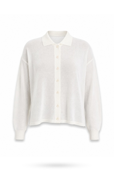 5in1Canpolat Ecru Thin Knitwear Cardigan 5490