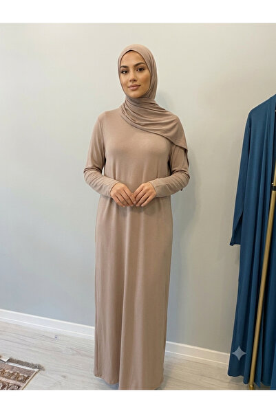 GAFURE Penye Uzun Kol Tesettür Elbise | Standart Beden | 9 Renk Seçenekli | 140 cm