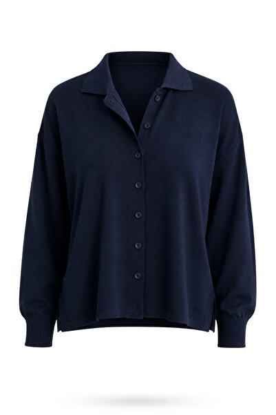 5in1Canpolat Navy Blue Thin Knitwear Cardigan 5490
