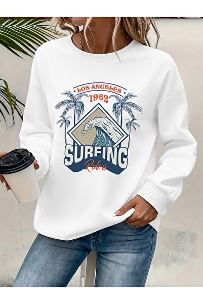 Deocept Women's Printed Crew Neck Comfortable Fit Sweatshirt