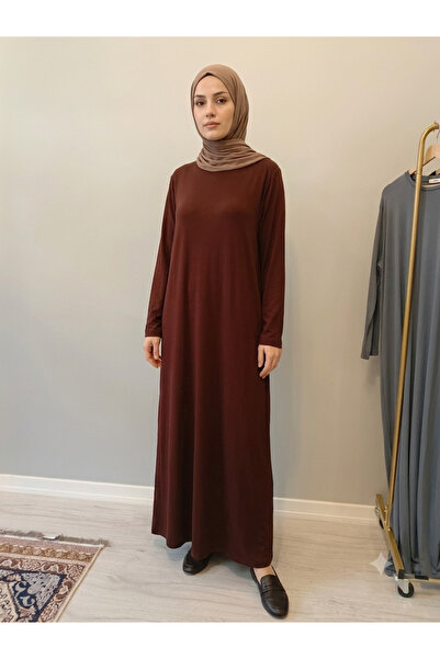 GAFURE Penye Uzun Kol Tesettür Elbise | Standart Beden | 9 Renk Seçenekli | 140 cm