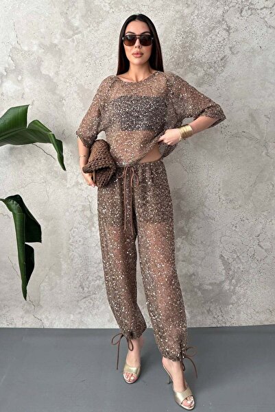 End Black Store Brown Sequin Suit