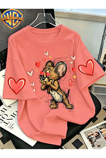 yombaa Tricou cu imprimeu inimă și ilustrație clasică a unui personaj care dă...