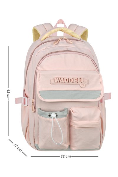 Waddell Black Multi-Compartment Ergonomic Waterproof Orthopedic School Backpack Primary and Secondary School Bag with Wallet Gift