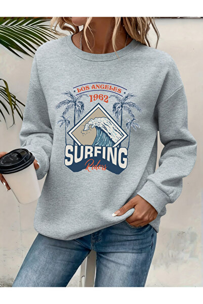 Deocept Women's Printed Crew Neck Comfortable Fit Sweatshirt