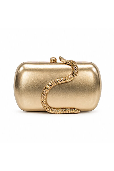 Serpente Gümüş Yılan Detaylı Clutch Çanta