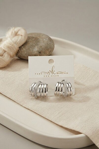 Inure Jewelry أقراط دائرية من النحاس الفضي اللون بتصميم قفص