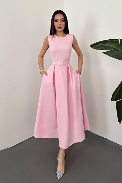 End Black Store Powder Halter Neck Flared Dress