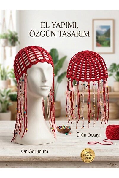 GOLD TEKSTİL Hand Knitted Trendy Children's Hair Cap Bandana
