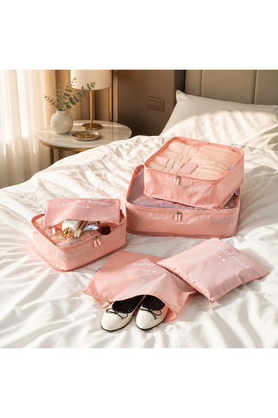 English Home Blare 6-Piece Suitcase Organizer in Pink Color