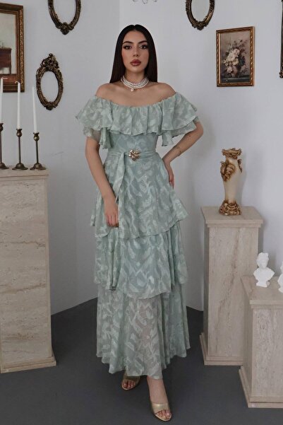 End Black Store Mint Layered Ruffle Dress
