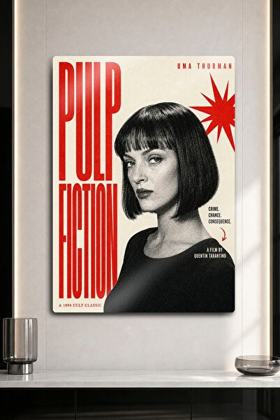 DekorHane Pulp Fiction Ούμα Θούρμαν Ρετρό Αφίσα Κινηματογράφου Καλτ Φιλμ Μετα...