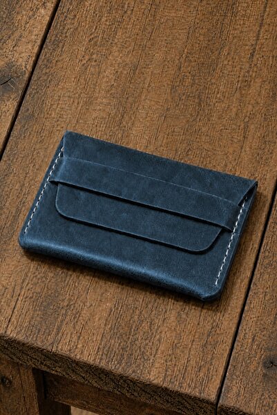 Urban Bag Χειροποίητο Πορτοφόλι από γνήσιο δέρμα – Μπλε (Χρώμα ραφής: Μπεζ)