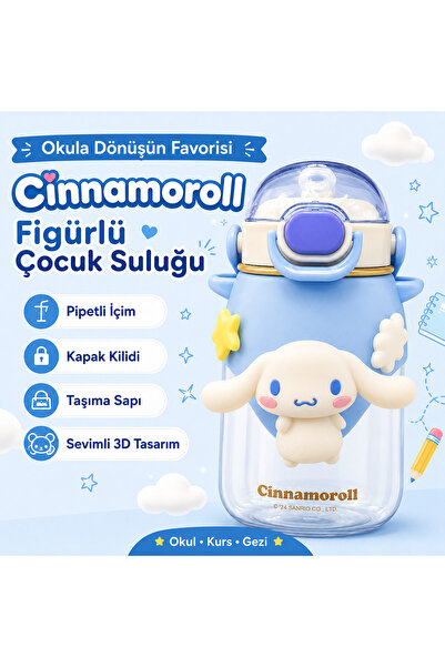 Fillikutum Cinnamoroll Figured 650 ml Children's Water Bottle with Straw, Loc...