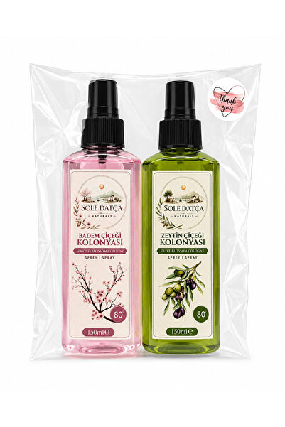 SOLE DATÇA Zeytin Çiçeği & Badem Çiçeği Kolonyası 2’li Hediye Seti 2x150 ml