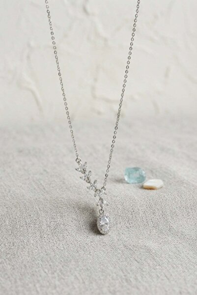 Inure Jewelry Brass Silver Color Row Zircon Stone Model Women's Necklace