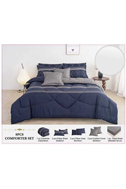 BIET ALMAFROSHAT Duvet Cover Set with 8 Pieces of New Quilted Double-Sided Mi...
