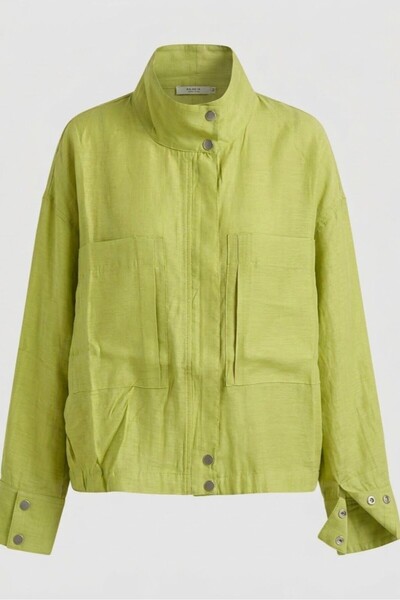 Suziş Transparent Jacket Shirt with Large Pockets and Standing Collar Per9753
