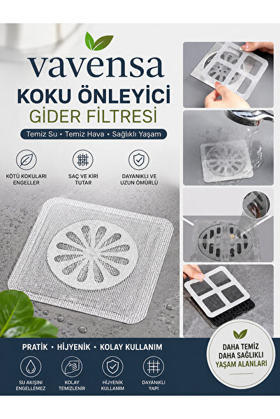 Yapışkanlı Gider Filtresi Saç Kıl Tutucu Banyo Lavabo Tıkanıklık Önleyici Süzgeç 5 adet
