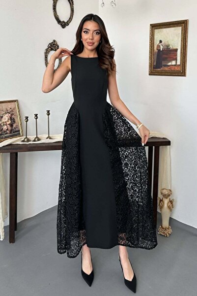End Black Store Black Dress with Ruffled Side Skirt