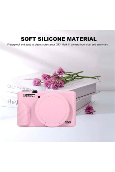 Bambeado Canon Powershot G7 X Mark III / G7x3 Lens Kapaklı Yumuşak Silikon Koruyucu Kılıf Açık Pembe Renk