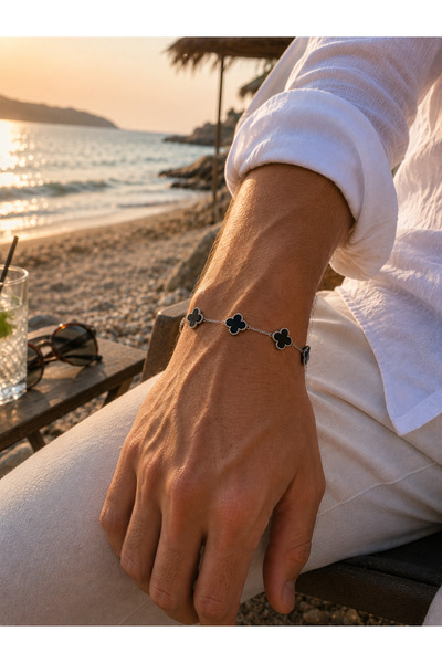 ATALYA ACCESSORY سوار فولاذي للرجال من طراز يونكا باللون الفضي