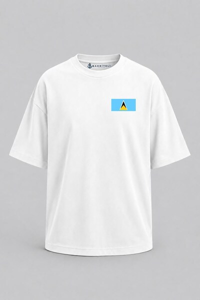 Bahriyeli Collection Υπερμεγέθη μπλουζάκι Unisex με στάμπα τσέπης με σημαία Α...