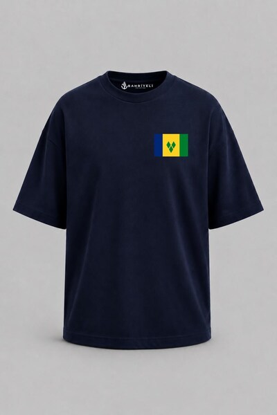 Bahriyeli Collection Oversize Saint Vincent and the Grenadines Flag Pocket Pr...