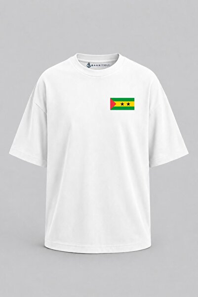 Bahriyeli Collection Oversize São Tomé Ve Príncipe Flag Pocket Printed Unisex...