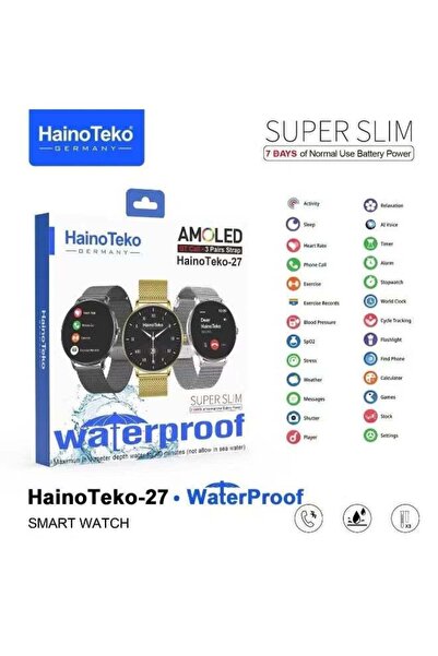 HAINOTEKO -27 Super Slim Waterproof Smartwatch – Brilliant AMOLED Display, Bl...