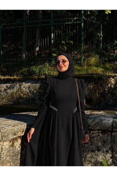 Zehra couture Pera Yandan Boncuklu Elbise