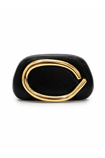 Gold Saplı Clutch Omuz ve El Çantası gold Detaylı