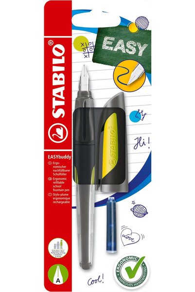 Generic Brand Stilou Stabilo EASYbuddy, M, black/lime, 1 rezerva, blister