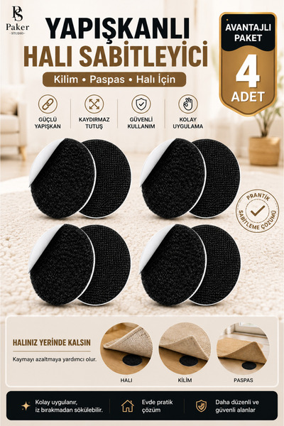 Awesomecrochet Yapışkanlı Halı Sabitleyici Cırt Bant , Kilim Paspas Kaydırmaz...