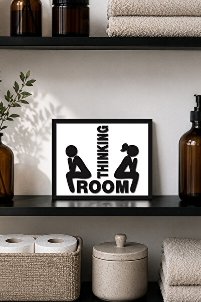 DEKORENZO Thinking Room Çift Figürlü Yatay Wc Tablosu 25x20 cm Banyo Dekoru