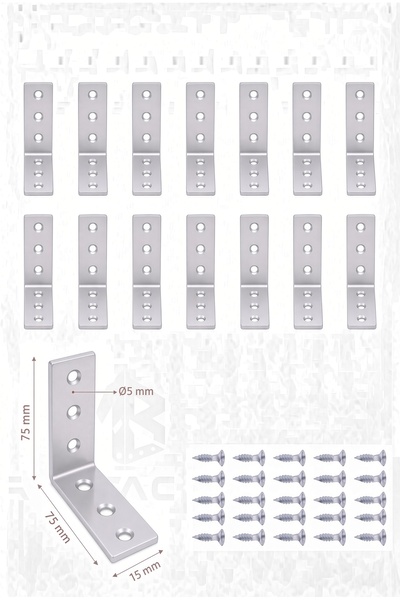 NEXTRA L Demir Gönye Köşebent 15x75x75mm – Mobilya Dolap Raf Sabitleme Köşe B...