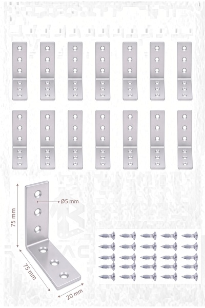 NEXTRA L Demir Gönye Köşebent 20x75x75mm – Mobilya Dolap Raf Sabitleme Köşe B...