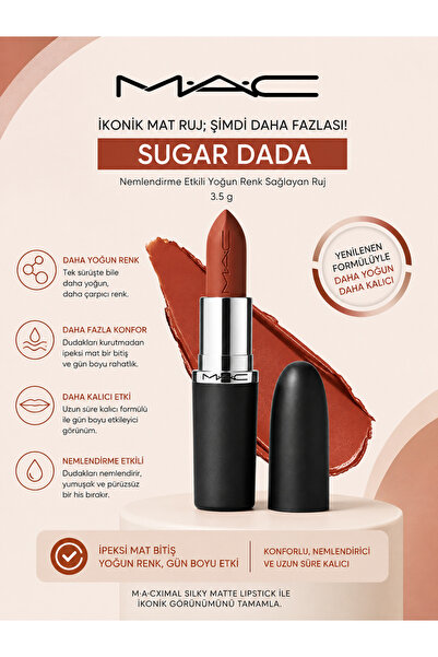 M.A.C M·A·CXIMAL Silky Matte Lipstick 3.5 g – Nemlendirici, Yoğun Pigmentli, ...