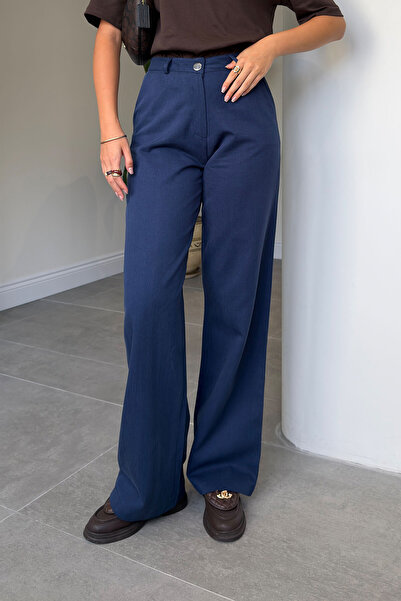 MAGARDE Premium Gabardin Palazzo Pantolon- LACİVERT