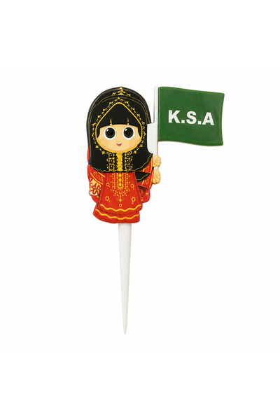 Generic Saudi National Day Cake Toppers – Girl in Traditional Dress & KSA Fla...