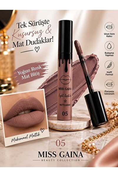 VitaMood Yaşam Matte Liquid Mat Likit Ruj – Kalıcı & Bulaşmayan Yoğun Renk – 01-08 Numara Seçenekli (1 Adet)
