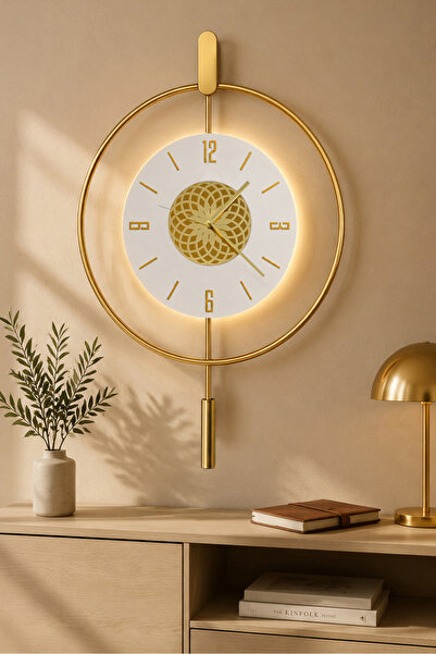 SEVİNÇ KONSEPT Ledli GOLD İNCİ LOTUS, Uzun Sarkaçlı (Büyük Boy 50 X 75 Cm), M...