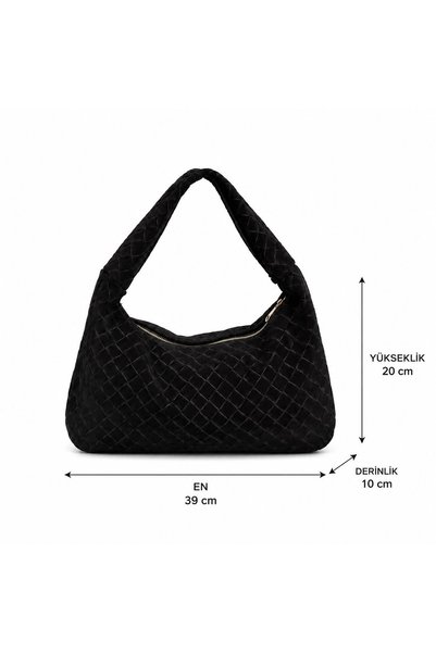 PaminBags Aksesuar Gerçek Süet Deri Örgü Baskılı Omuz Çantası PMN00300